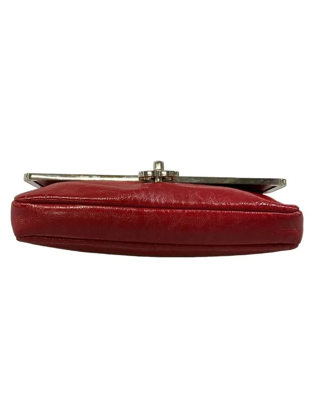 Chanel Shoulder Bag Red Silver Chain Leather
